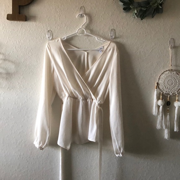 Express Tops - White Long-sleeve Shirt